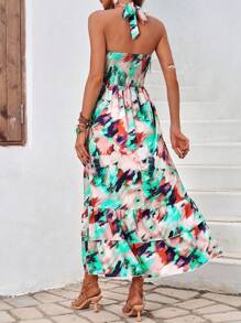 SHEIN LUNE Vestido Estampado Con Cuello Halter Para Mujer - Multicolor - Ver 2
