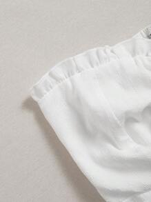 GlowEve Solid Color Pleated Bandeau Top - White - View 5