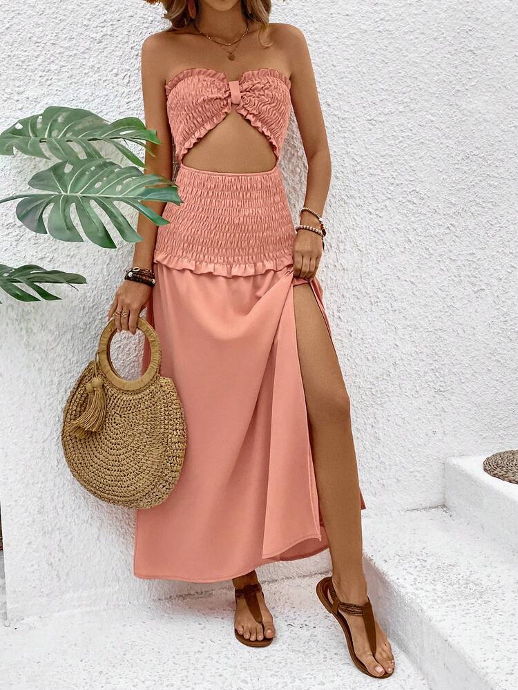 Ladies' Hollow Out Strapless Dress