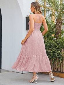 Simplee Robe En Jacquard À Panneaux À Fronces Pour Femme - Rose bonbon - Voir 2