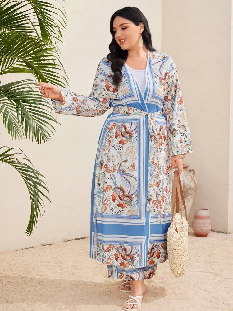 Women's Plus Size Printed Two-Piece Set 2 Pieces Set