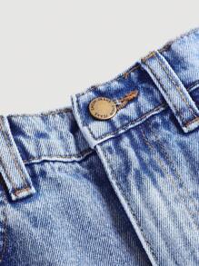 SHEIN Girlism Jeans anchos rasgados lavados para la playa de primavera / verano Y2K para niña preadolescente, ropa de verano para niñas, conjunto para conciertos