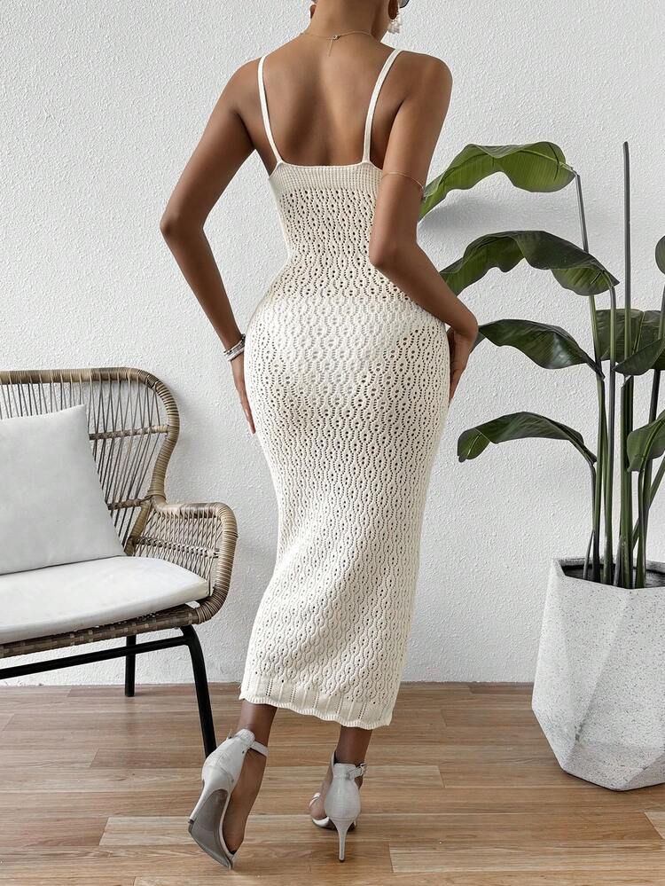 Women's Hollow Out Front Twist Knot Cami Sweater Dress