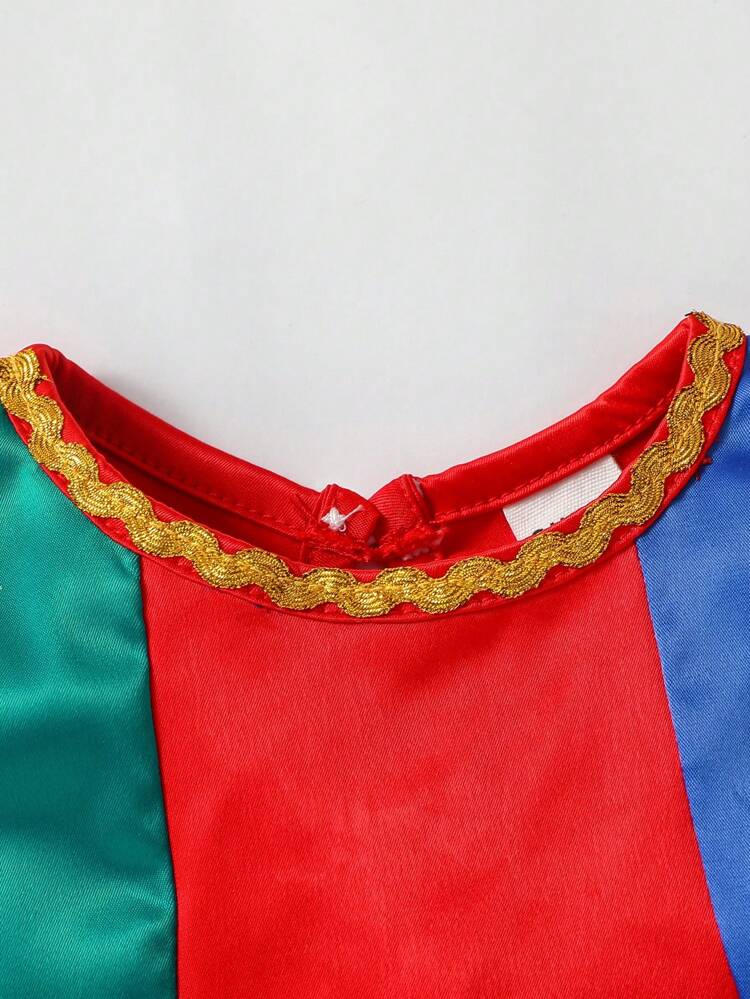 Newborn Baby Girls' Stylish Colorful Shiny Cap Sleeve & Color Block Top + Skirt Set, Cute Elegant For Party & Dance Occasions