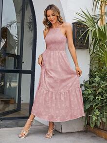 Simplee Robe En Jacquard À Panneaux À Fronces Pour Femme - Rose bonbon - Voir 3