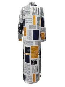 女士度假休闲报纸印花长衬衫