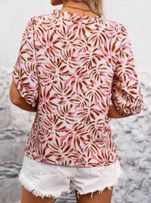 SHEIN LUNE Blusa De Manga Murciélago Con Estampado Aleatorio - Multicolor - Ver 4