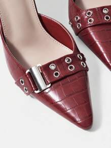 CUCCOO SZL Fashionable Women'S Pointed Toe High Heel Pumps With Textured Stone Pattern Design - Burgundy - View 9