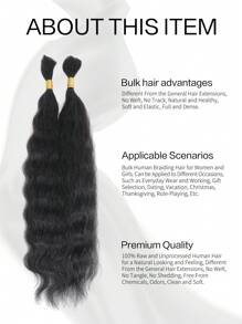 Boho Braids Cabello humano a granel para trenzar sin trama, 100g (1 paquete - 4 mechas) 100% color natural cabello humano virgen ondulado para micro trenzas, trenzas bohemias de ganchillo, extensiones de cabello para trenzas sin nudos