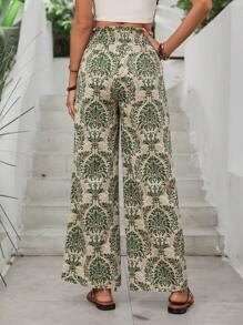 Breezaya Ladies' Satin Printed Holiday Long Pants Fall Cloth For Women