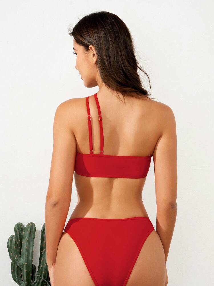 Solid Color Two-Piece Bikini Set,Summer Beach