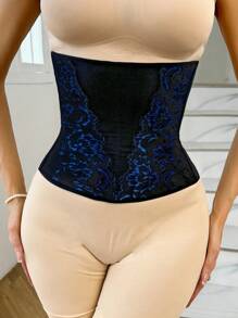 Lace Patchwork Waist Cincher & Tummy Control Belt - Black - View 4