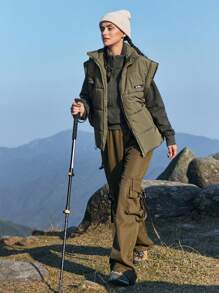 In My Nature Ladies' Outdoor Vest Jacket With Zipper - Khaki - View 6