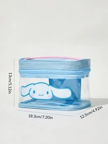 HELLO KITTY AND FRIENDS | SHEIN 卡通圖案印花半透明便攜化妝包 - 淺藍色 - 查看 4