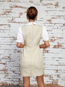 Aveloria Color Block Textured Bodycon Dress