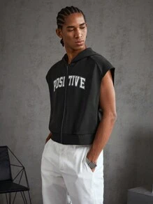 Manfinity VCAY Men's Sleeveless Knitted Casual Sweatshirt, For Fall Winter - Black - View 7