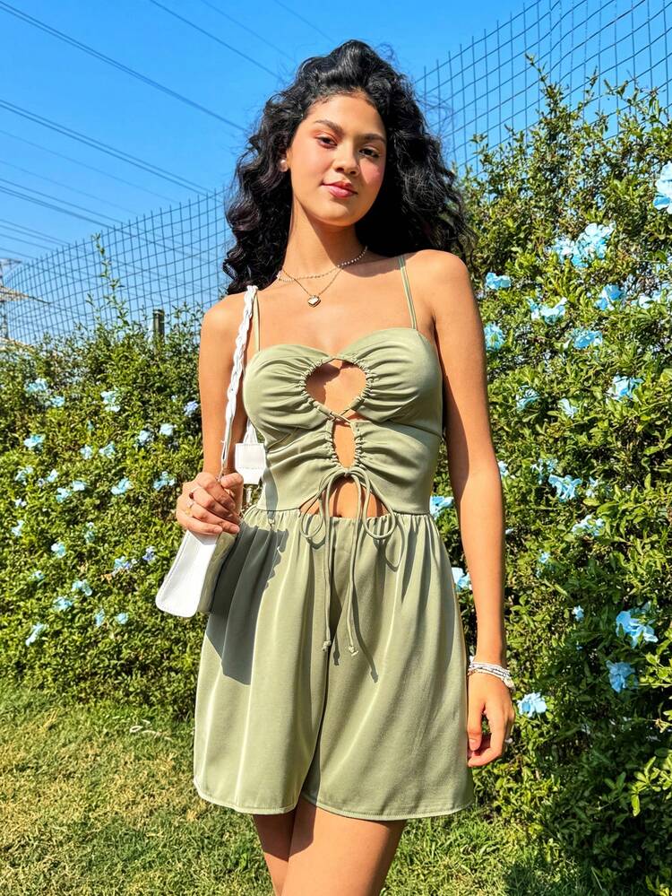 Solid Color Hollow Out Strapless Jumpsuit