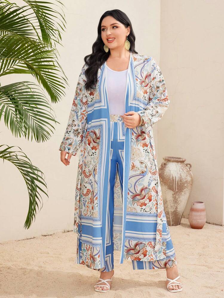 Women's Plus Size Printed Two-Piece Set 2 Pieces Set