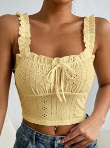 SHEIN EZwear Square Neckline Ribbed Knit Tight Fitted Tank Top With Thick Shoulder Straps
