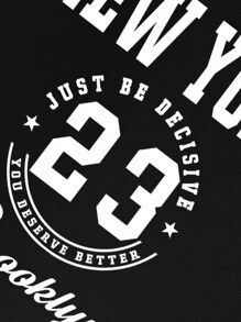 Aesthetic Post--Men's Letter & Number Print Round Neck Short Sleeve T-Shirt - Black - View 3