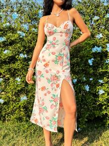 Soleia Women's Floral Printed Spaghetti Strap Dress