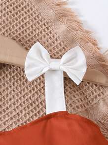 SHEIN Young Girl's Color Block Cami Dress With Bow Embellishment