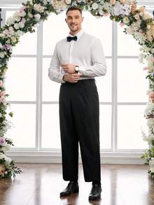 GENTILAND 針織休閒錐形西裝褲（大尺寸） - 黑色 - 查看 4