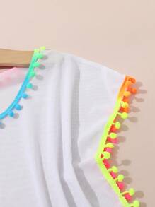 SHEIN Young Girl Cover Up With Colorful Ball Embellishment Summer Holiday