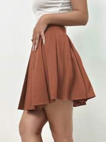 Flirla Women's Solid Color Pleated Skirt