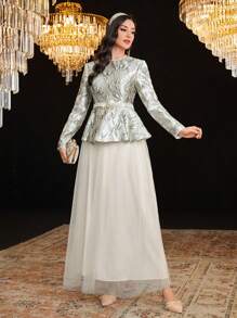 Modelyn Robe élégante de style arabe en maille pour femmes, robe de soirée élégante pour soirée, robes de soirée longues