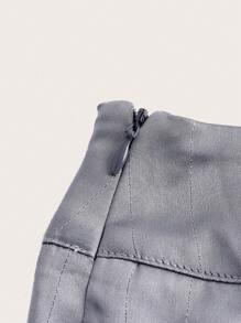 SHEIN ICON 女性超低腰寬褶皺高開叉中長裙