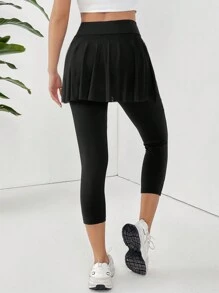 SHEIN Essnce 2 In 1 Cropped Leggings - Black - View 2