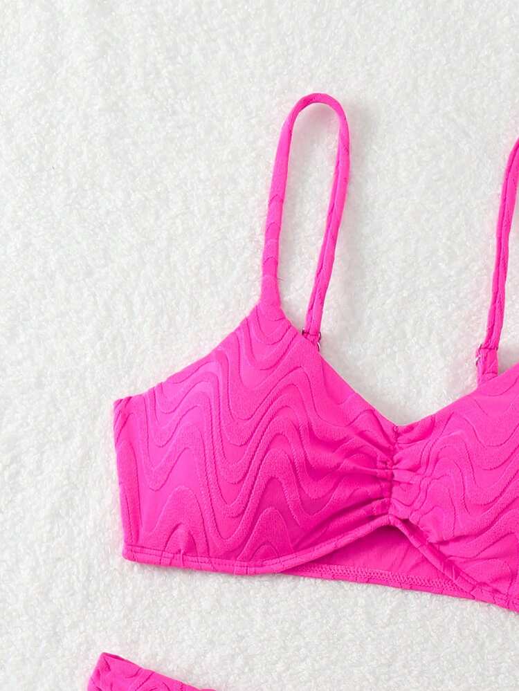 Women's Solid Color Textured Two-Piece Bikini Set, Bikini Set Swimwear Bathing Suit Beach Outfit Summer Vacation Summer Beach