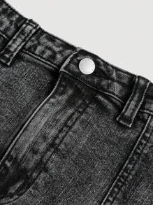 SHEIN Girlism Tween Girls' Y2K Denim Black Skirt With Utility Pockets Girls Summer Clothes Tween Girl Skirt