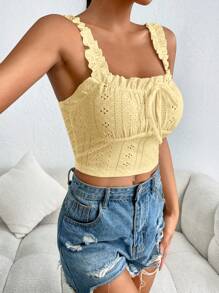 SHEIN EZwear Square Neckline Ribbed Knit Tight Fitted Tank Top With Thick Shoulder Straps