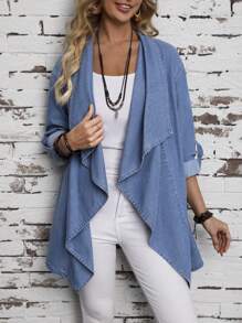 SHEIN LUNE Women's Denim Jacket - Blue - View 1