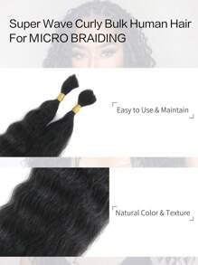 Boho Braids Cabello humano a granel para trenzar sin trama, 100g (1 paquete - 4 mechas) 100% color natural cabello humano virgen ondulado para micro trenzas, trenzas bohemias de ganchillo, extensiones de cabello para trenzas sin nudos