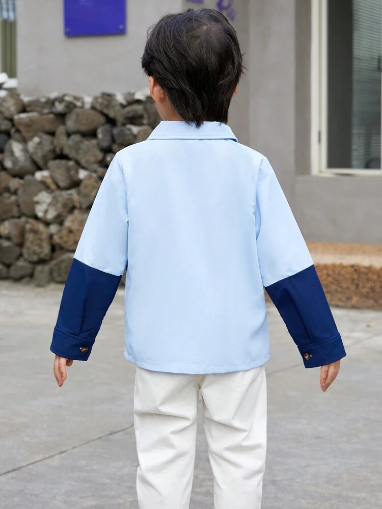 Young Boy Color Block Patchwork Shirt