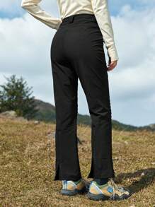 In My Nature Solid Color Flare Leg Outdoor Pants - Black - View 2