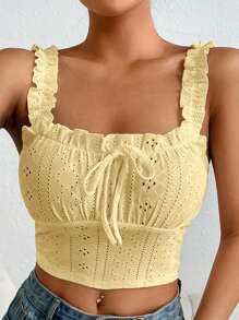 SHEIN EZwear Square Neckline Ribbed Knit Tight Fitted Tank Top With Thick Shoulder Straps