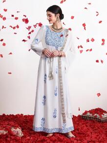 Divindia Vestido bohemio estampado para mujer