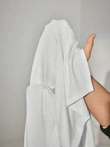 Ocili Leisure Comfy Solid Round Neck Short Sleeve Home Clothes Top-White - White - View 6