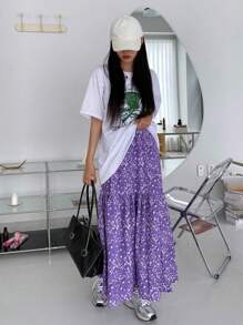 DAZY Váy dài in hình nữ - Màu tím - Xem 3