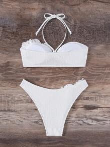 SHEIN Swim Exquisite And Elegant Halter Neck Women's Swimwear Set Summer - Beige - View 8
