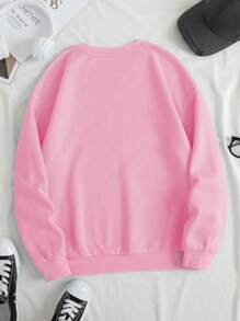INAWLY Letter Graphic Drop Shoulder Sweatshirt - Pink - View 2