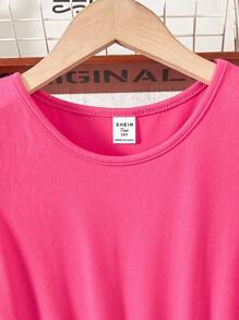 Teen Girl Splash Ink Print Two Tone A-Line Dress - Multicolor - View 3