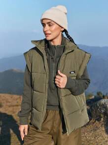 In My Nature Ladies' Outdoor Vest Jacket With Zipper - Khaki - View 4