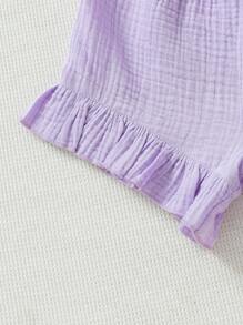 SHEIN Vintaside Kids 3pcs/Set Solid Color Ruffled Shorts For Baby Girls - Multicolor - View 6