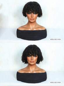 短水波真人發假髮帶劉海真正實惠頭髮替換假髮廉價假髮適合初學者準備好去假髮自然黑色 - Natural Black - 查看 7