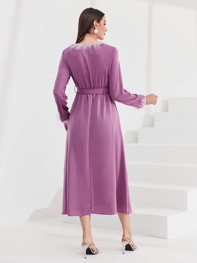 Women's Furry Patchwork Dress Fall Cloth For Women